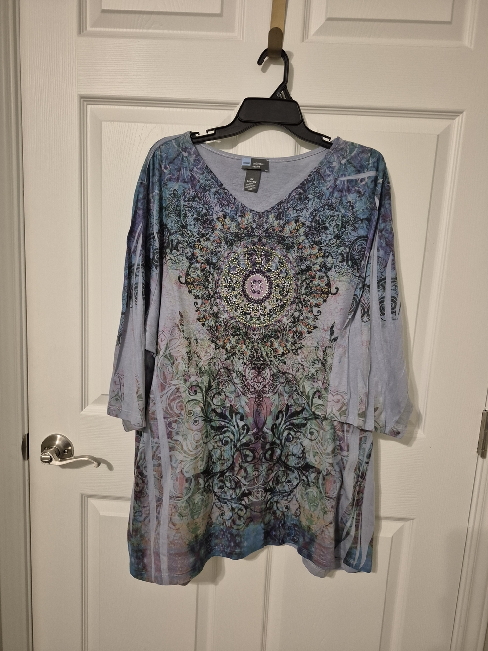 Liz & Me Light Blue Multicolor Mandala V-Neck Tunic
